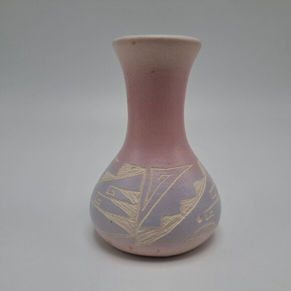 Handcrafted Ceramic Vase Pink & Lavender Abstract Design - Picture 1 of 10